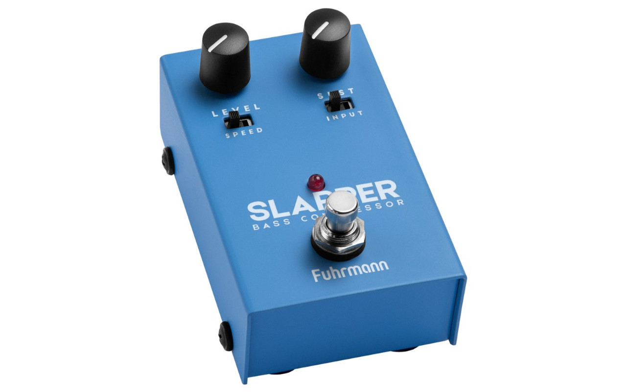 A imagem mostra um pedal Fuhrmann Slapper em um fundo branco